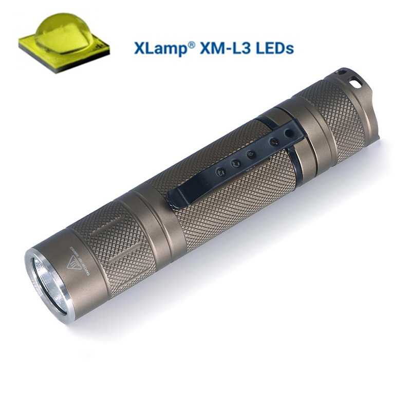 21700一体仓沙色直筒CREE XM-L3灯珠6A恒流户外强光2200lm手电筒