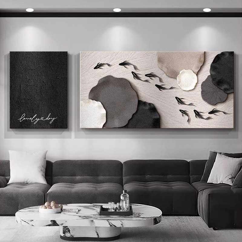 侘寂风九鱼图客厅装饰画沙发背景墙挂画2025新款画轻奢高级感壁画,畜牧/养殖物资,畜牧/养殖器械,淘宝优惠券,粉丝福利购,淘宝优惠卷