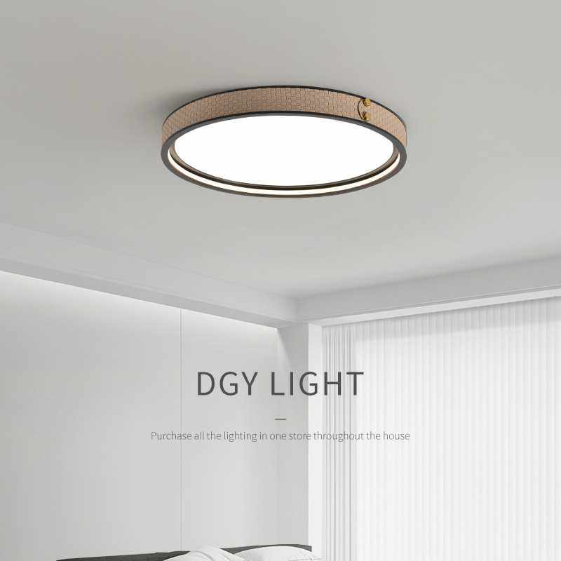 大观园卧室吸顶灯现代简约书房间意式高级感皮革新款家装灯饰473L