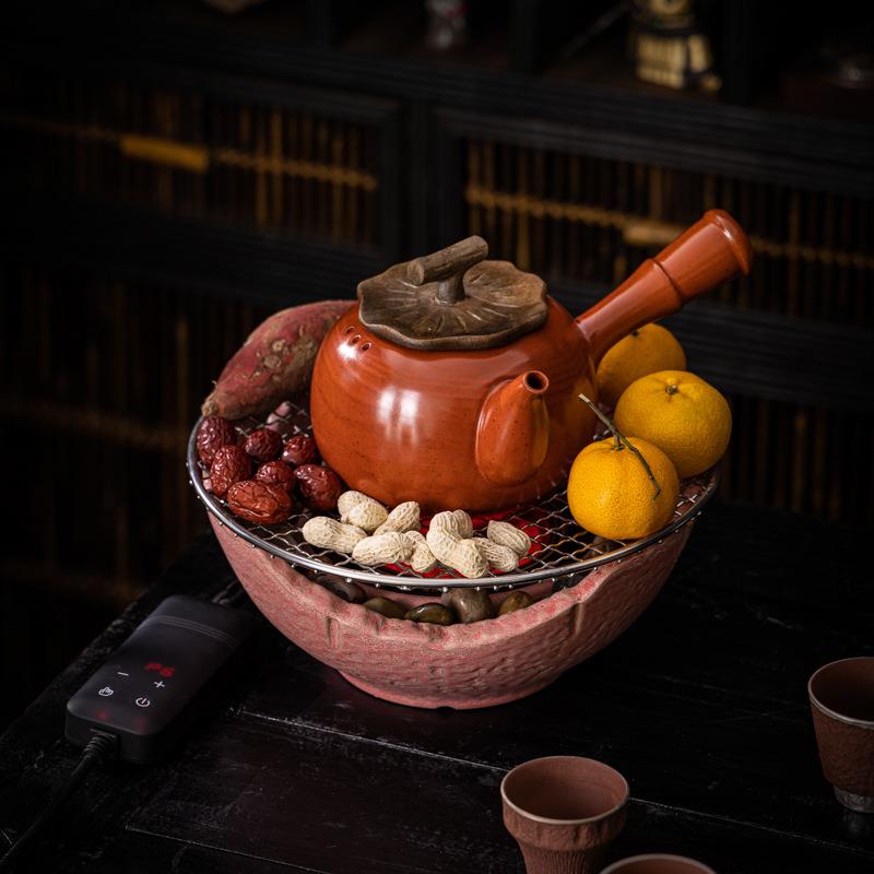 围炉煮茶电陶炉鹅卵石家用室内电陶煮茶器煮茶炉罐罐茶烤茶炉套装