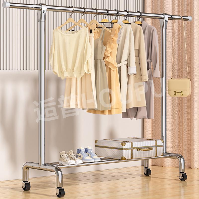 加粗不锈钢晾衣架落地家用室内阳台伸缩晾衣杆室外阳台晒衣服被子