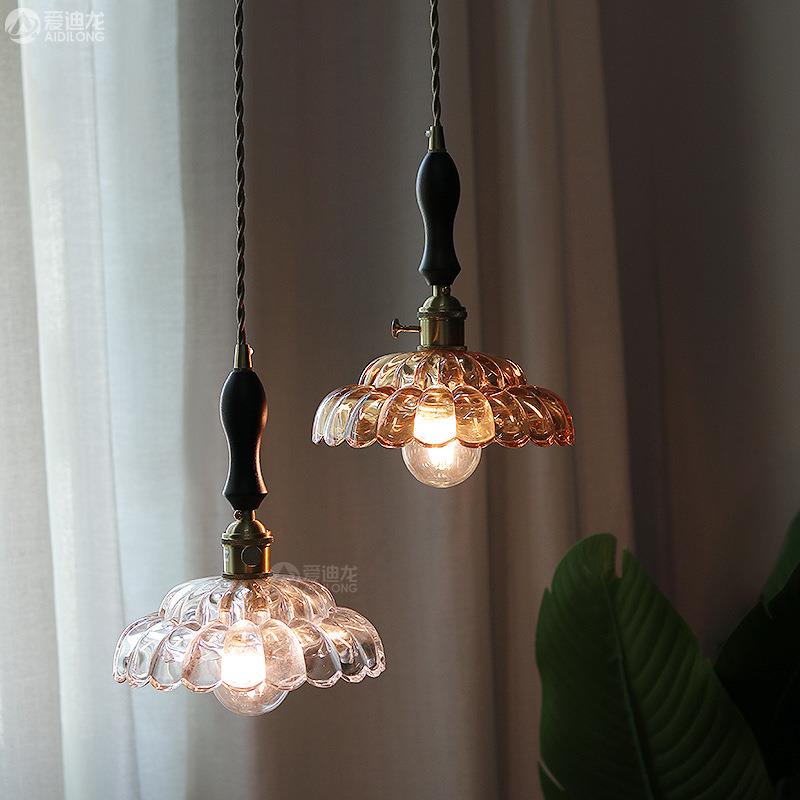 日式北欧风极简个性餐厅阳台酒吧蓬蓬裙民宿单头黄铜玻璃书房吊灯