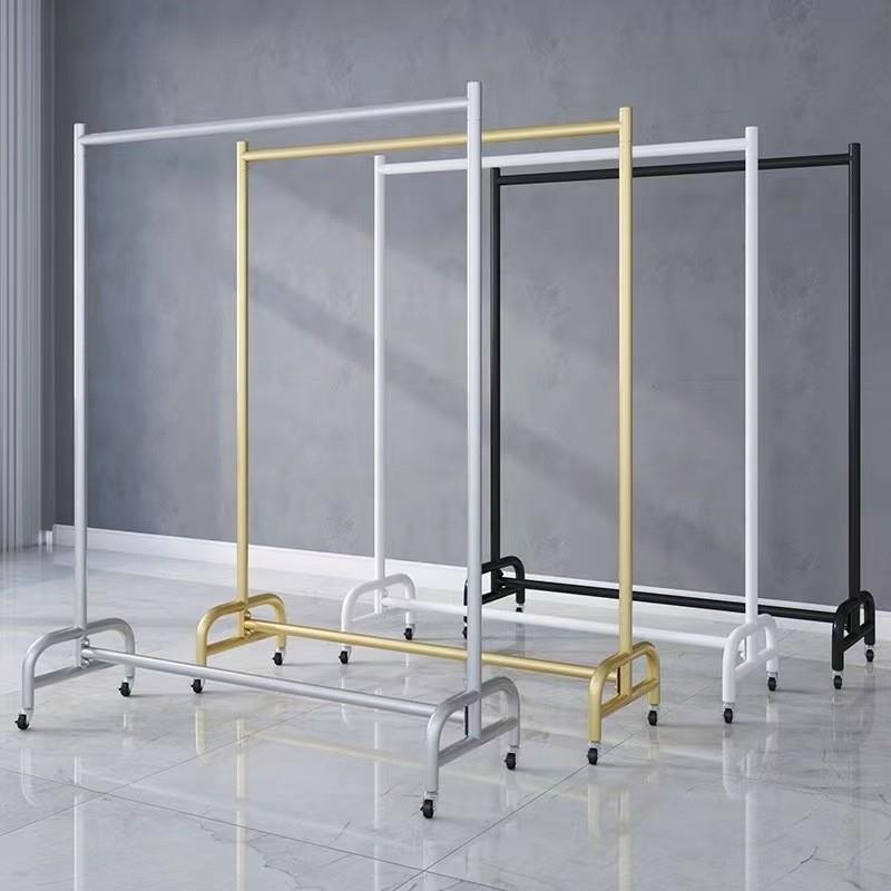 服装店展示架带轮子水管衣架中岛服装架移动陈列架侧挂衣架子落地