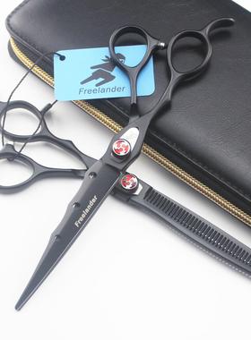 7.0寸黑色 烤漆 左手剪 平剪 直剪 牙剪打薄剪左撇子直剪 送黑包