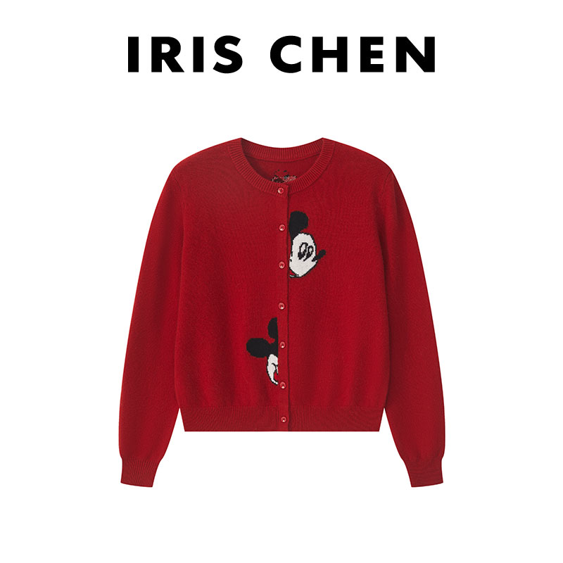 米奇100%绵羊毛针织开衫