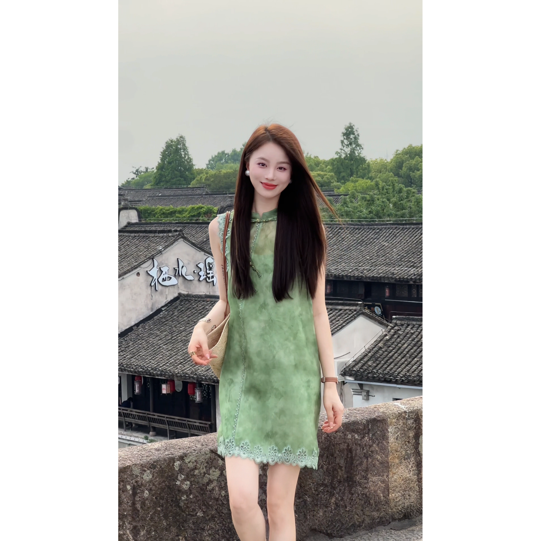 艾文文IRIS 忆江南 26夏季“100桑蚕丝”新中式两件套连衣裙26TZ6
