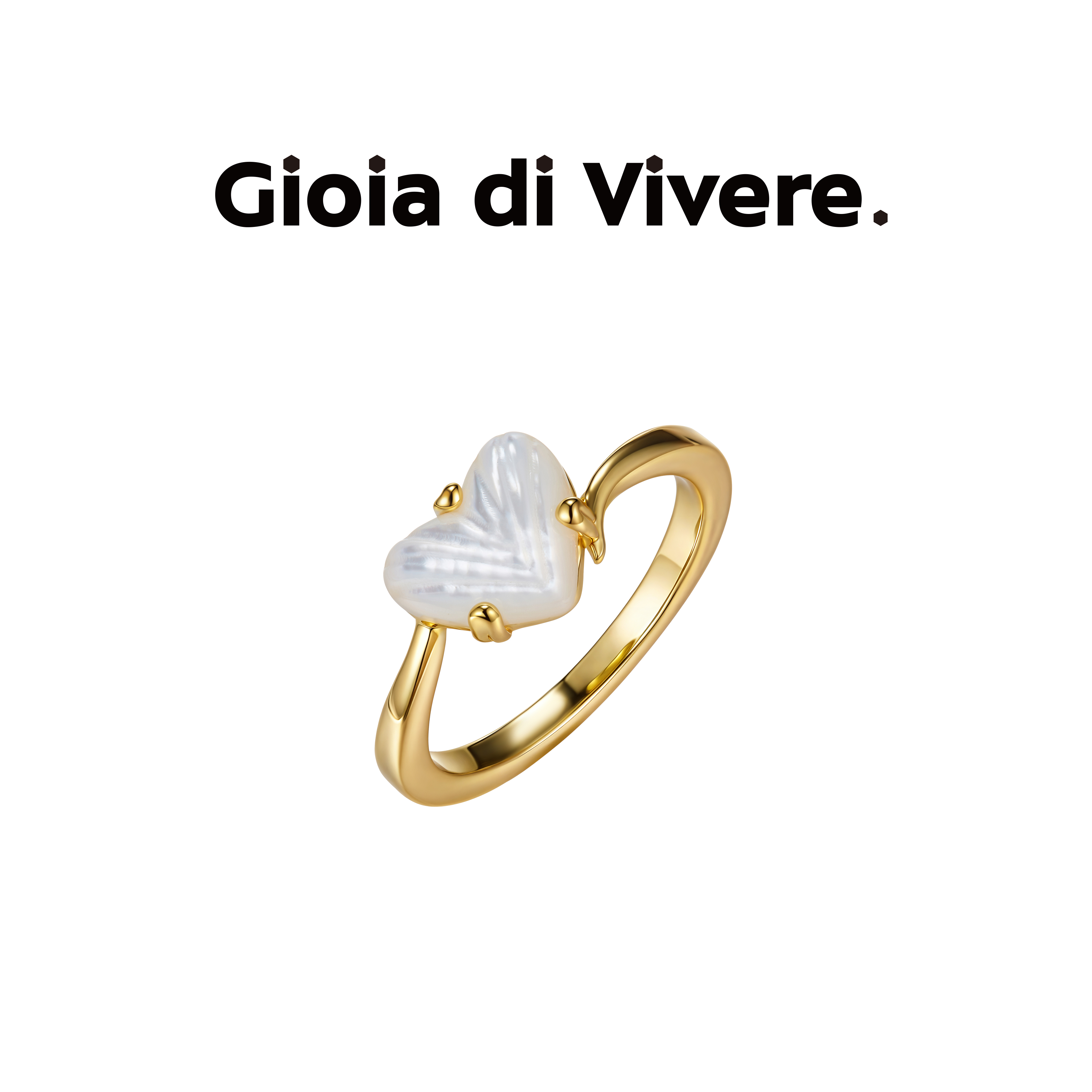 GdV爱心系列天然贝母爱心戒指日常佩戴时尚轻奢女指环送女友礼物