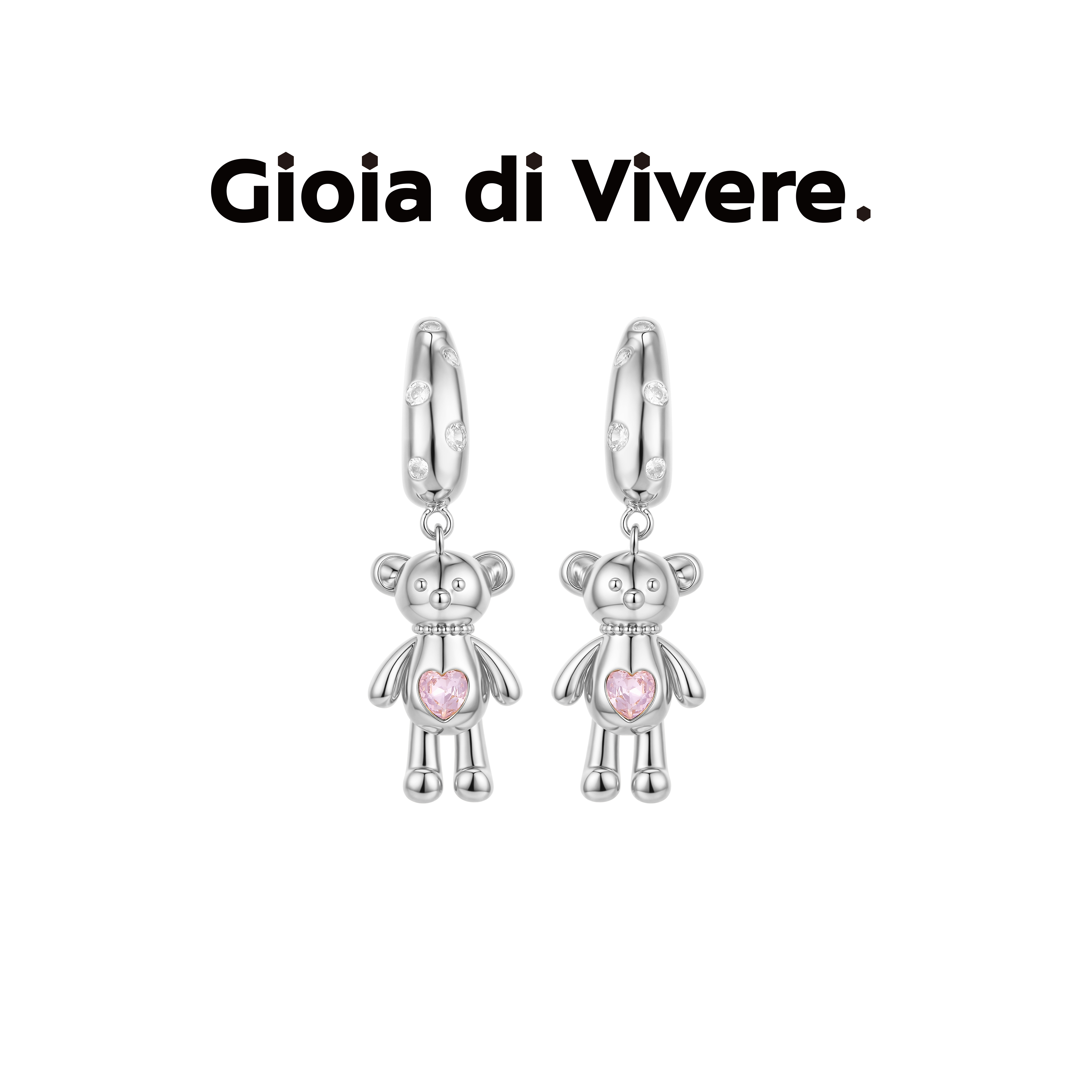 【叶童同款】GdV有趣系列爱心水晶小熊耳钉少女风可爱耳饰送礼物