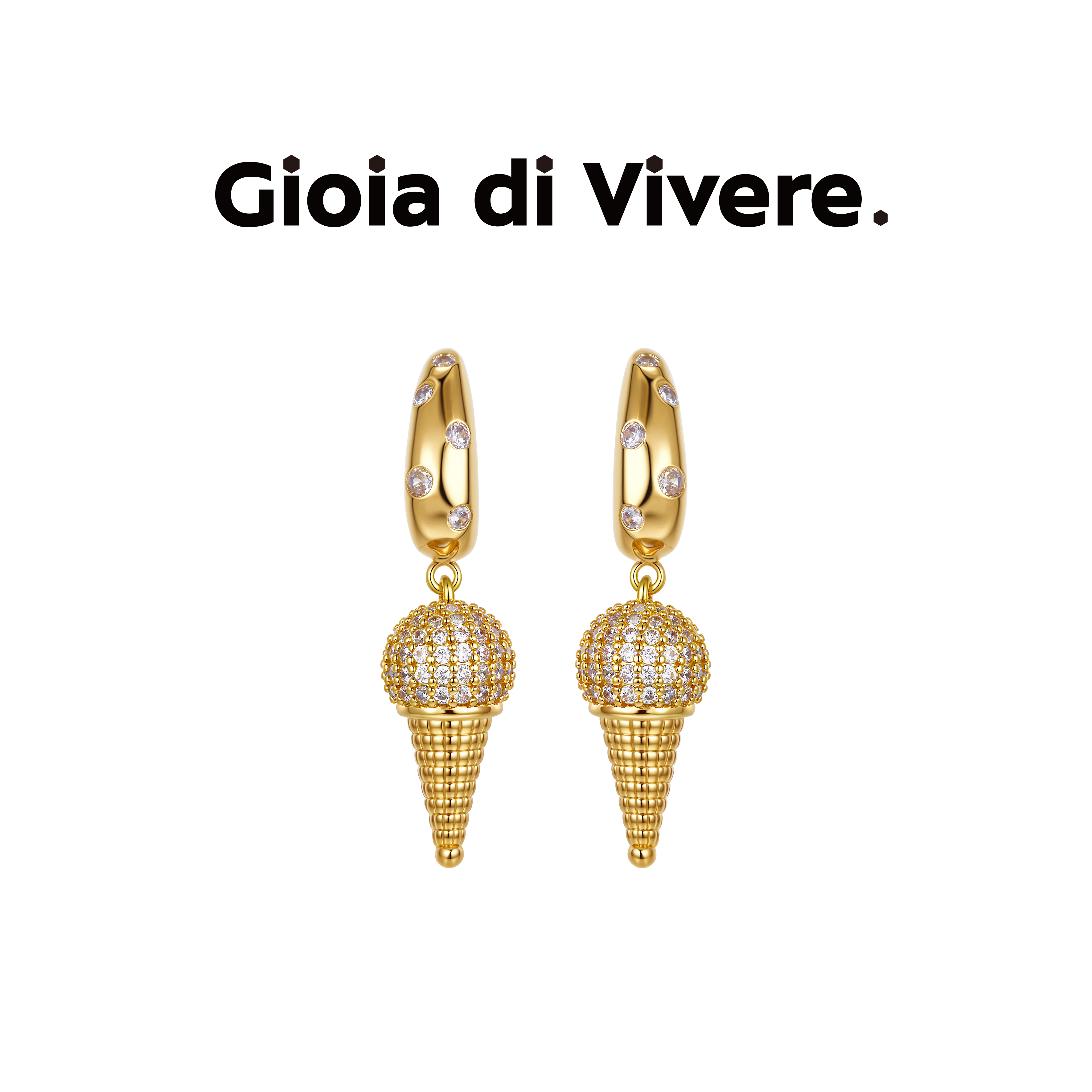 GdV有趣系列水晶冰激凌耳钉少女风通勤时尚女耳饰七夕礼物送女友