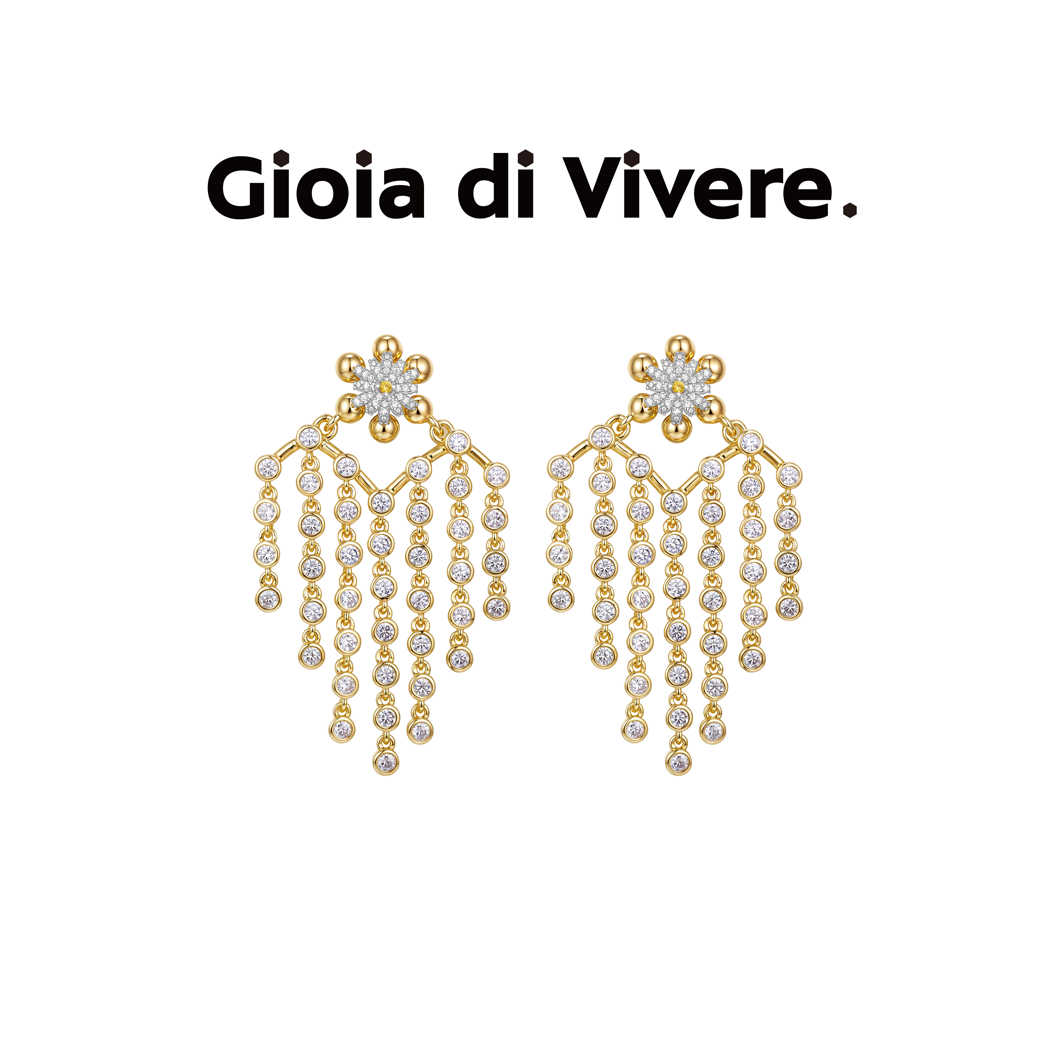 GdV雏菊系列水晶雏菊流苏耳饰轻奢高级感耳钉耳夹七夕礼物送女友