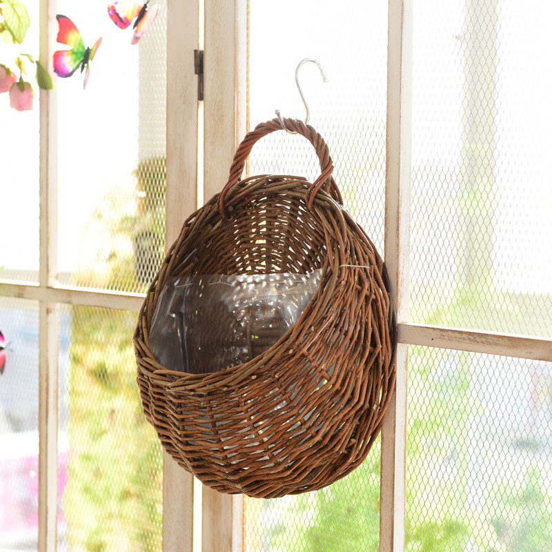 壁挂花篮绿萝常青藤吊篮花盆创意墙面装饰花架挂花器手工编织花篮,家居饰品,花篮,淘宝优惠券,粉丝福利购,淘宝优惠卷