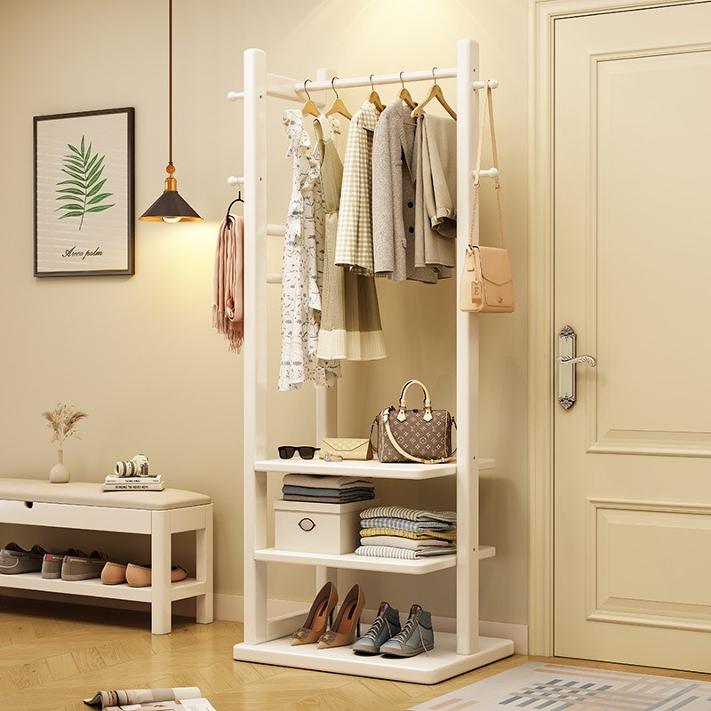 全实木衣帽架落地卧室家用挂衣架客厅G不占地置物架房间进门收纳