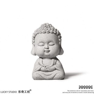 禅定佛石像桌面摆件创意阳台盆景装饰微观造景摆件礼物