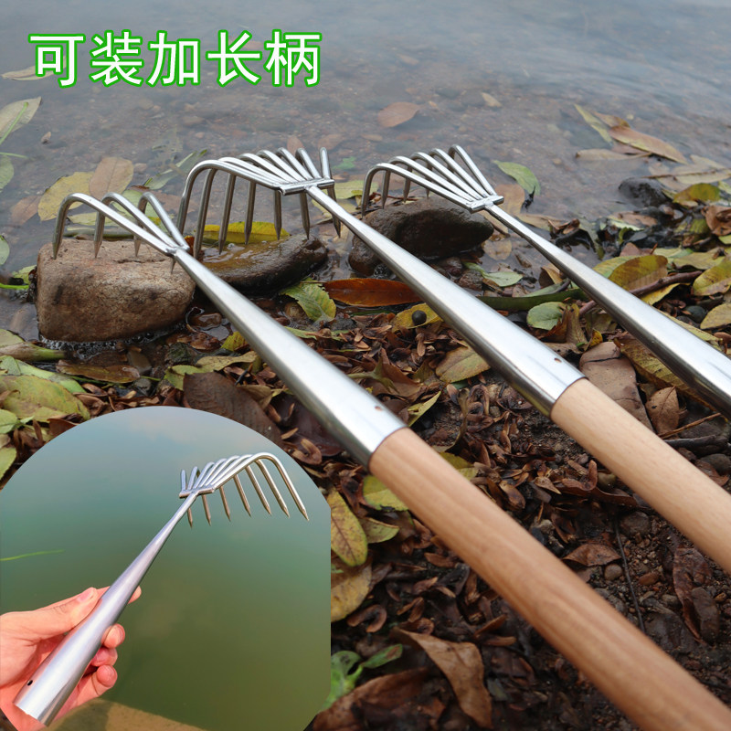 不锈钢赶海耙子加粗锋利挖花蛤z神器可装加长杆园艺耙草拔草除锄