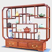 实木中式 博古架多宝阁红木茶壶茶具古董花瓶盆景摆件置物架收纳架