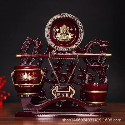 结婚子孙桶三件套装摆件备婚庆用品大全新娘陪嫁娘家嫁妆红木