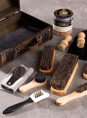 复古皮箱16件马毛刷擦鞋油刷鬃毛刷反绒面翻毛皮鞋清洁刷鞋鞋刷子