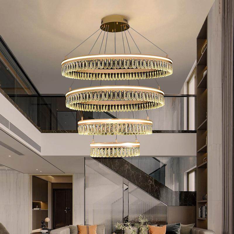 LED水晶客厅吊灯创意卧室餐厅吧台现代简约大气别墅客厅灯2023款