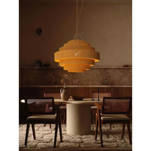 中古风餐厅吊灯店铺商用餐饮包厢别墅客厅楼梯侘寂风创意麻绳灯具