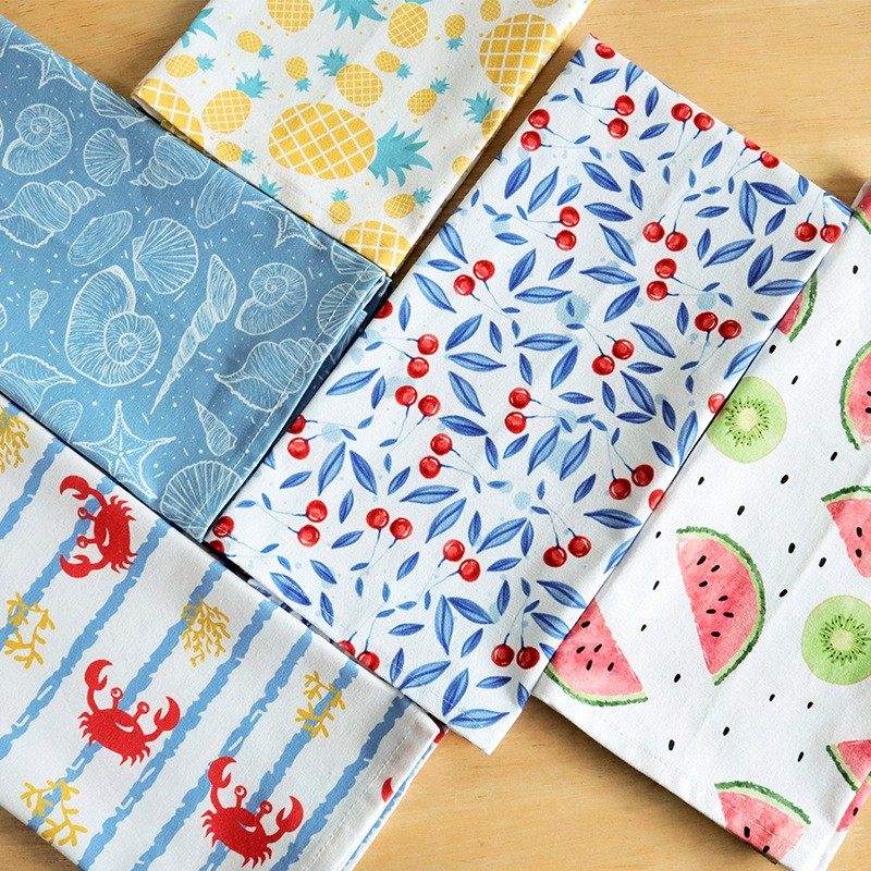 Kitchen towels两条装全纯棉茶巾厨房毛巾华夫格抹布印花多用垫布,居家布艺,餐巾,淘宝优惠券,粉丝福利购,淘宝优惠卷