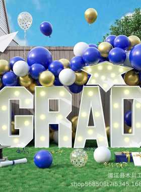 新款跨境毕业季LED发光字母GRAD毕业季数字kt板场景装饰道具用品