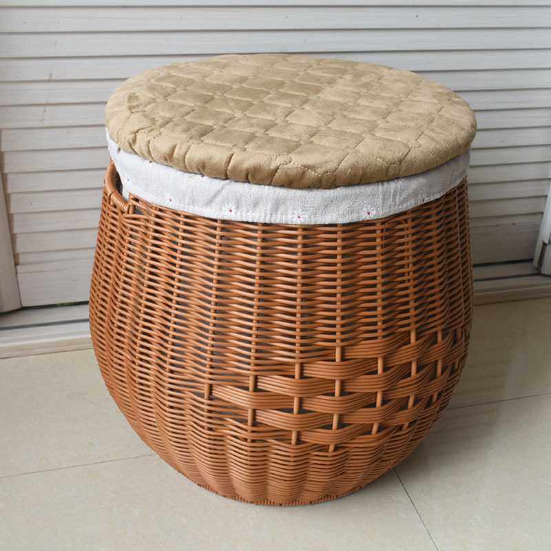 仿藤手工编织收纳筐收纳箱换鞋凳子袜子收纳新款大号多功能凳子,3C数码配件,摄像机配件,淘宝优惠券,粉丝福利购,淘宝优惠卷