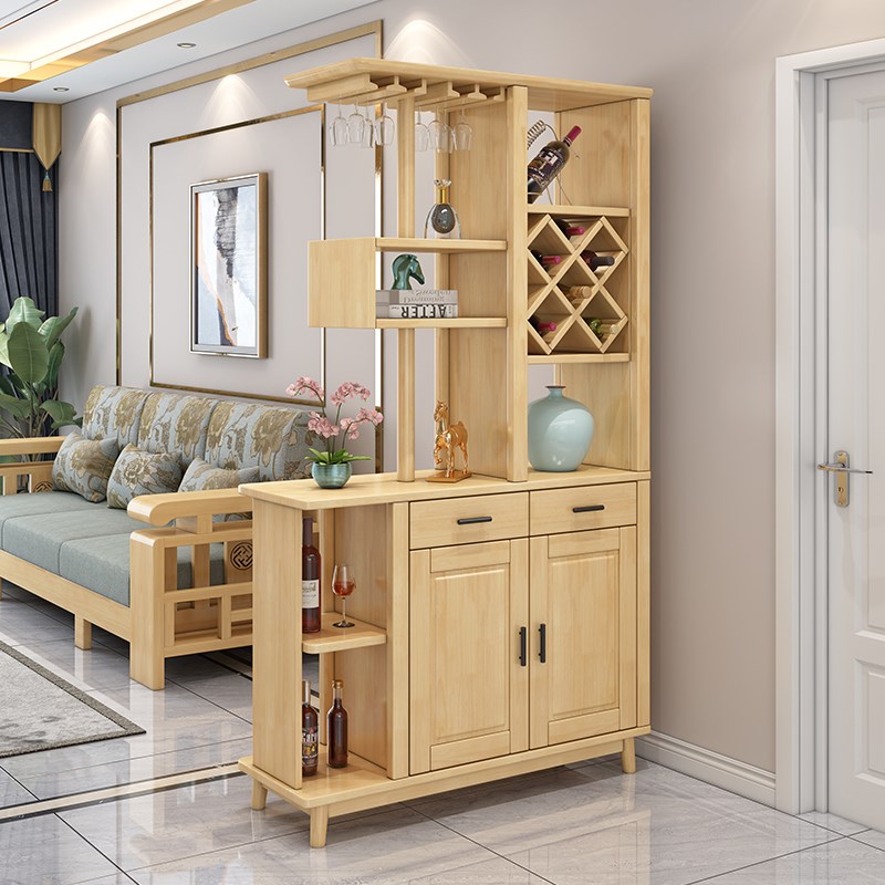 北欧客厅隔断柜玄关鞋柜中式双面实木酒柜靠墙实木进门间厅柜屏风