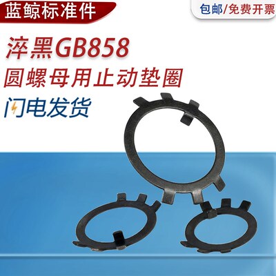 65MN锰钢淬黑圆螺母用止动垫片止退垫圈六爪防松锁紧挡圈GB858M24