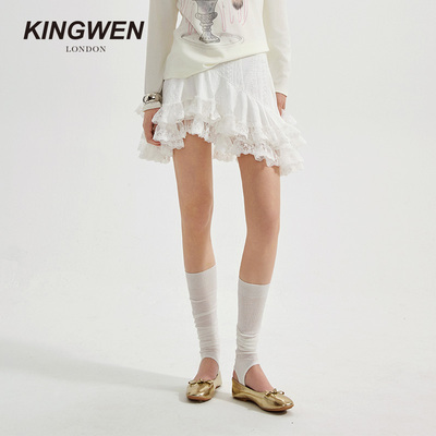 KINGWEN26ss不规则蕾丝半身裙