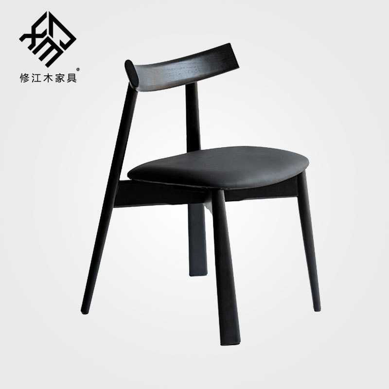 北欧风实木椅意大利设计师船桨椅休闲椅餐厅咖啡厅餐椅家用靠背椅