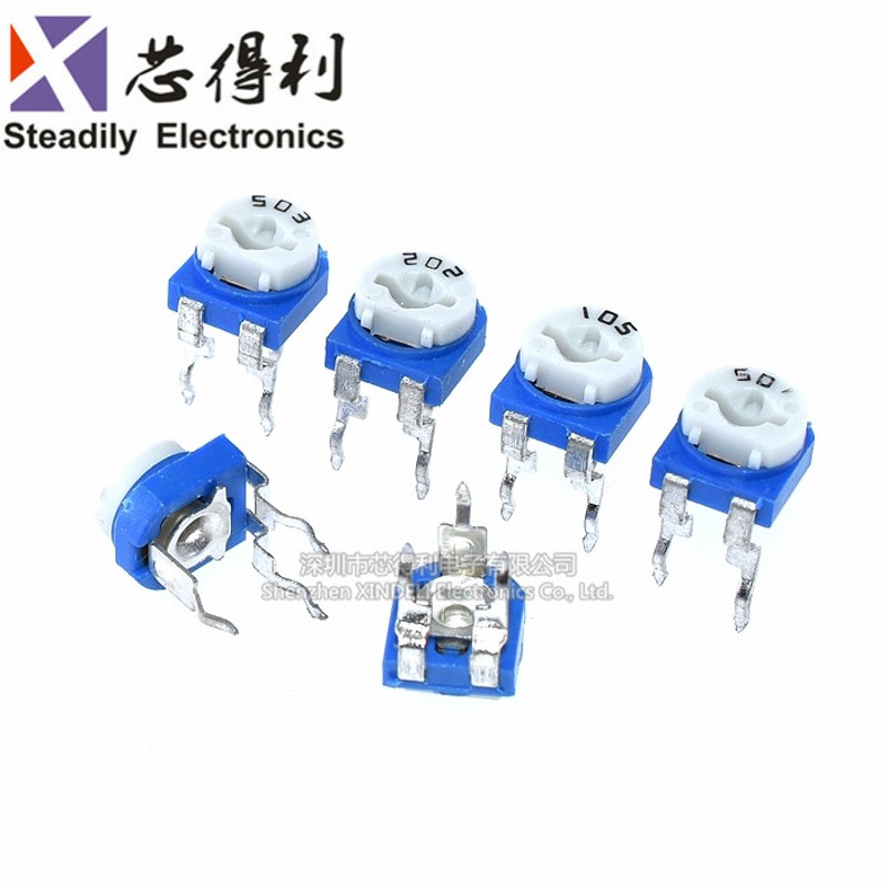 蓝白可调电阻卧式可变10K/1K/2K/1M/20/50/100欧/500/102/103/203