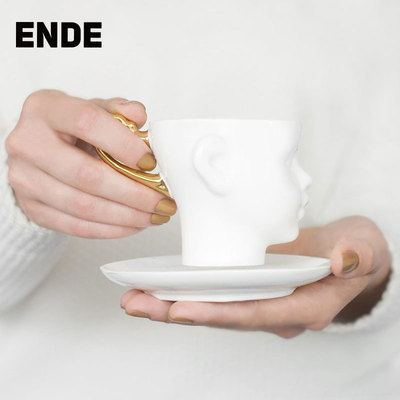 波兰ENDE Doll Head骨瓷咖啡杯手作陶瓷杯子艺术感马克杯小众设计