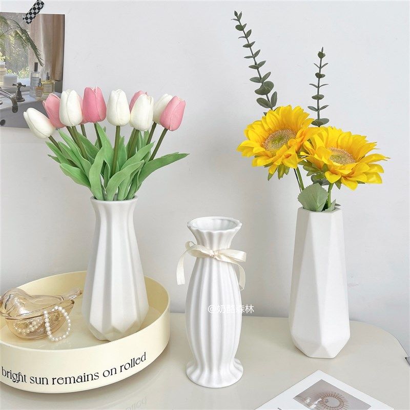 ins风简约白色陶瓷花瓶 北欧风仿真花干花插花器白瓷创意装饰摆件,工业油品/胶粘/化学/实验室用品,实验室漏斗,淘宝优惠券,粉丝福利购,淘宝优惠卷