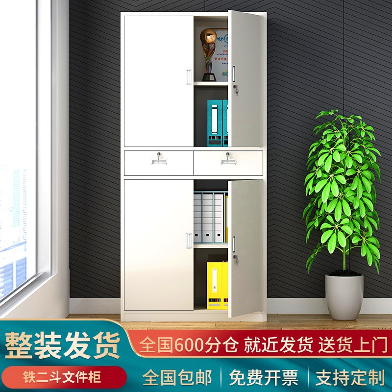 中二斗钢制文件柜档案柜办公室书柜铁柜带锁储物柜凭证柜资料柜子