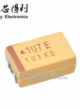 D型 25V 100UF 107E 贴片钽电容 7343/2917 黄色 极性胆电容