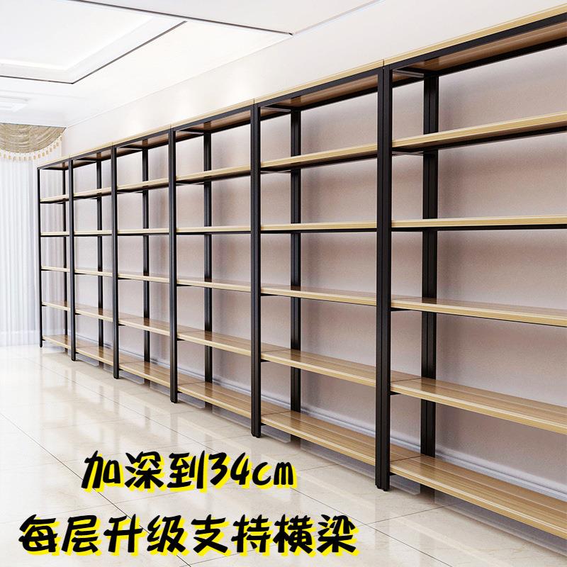 钢木货架置物架简易多层落地储物书架产品化妆品样品陈列展示货架