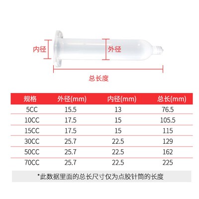 日式点胶针筒 日规IEI机用气动打胶筒5CC 10CC 30CC 50CC 70CC