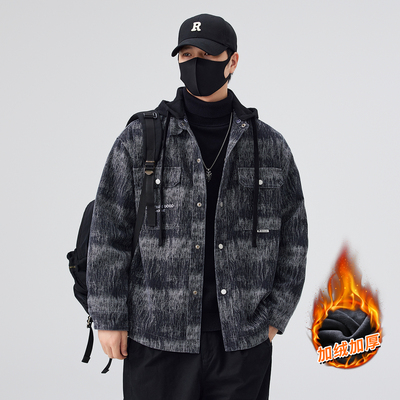 男士牛仔外套加绒加厚冬季新款