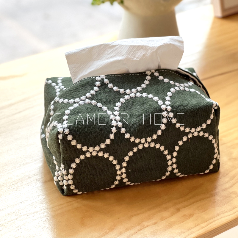 日式简约纸巾盒皆川明风铃鼓圈刺绣布艺卫生纸袋车载Q可携式抽取