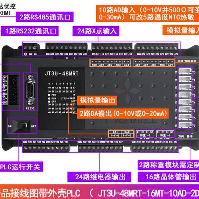 中达优控PLC可编程控制器 8轴步进伺服控制 5路模拟量输入 5温度