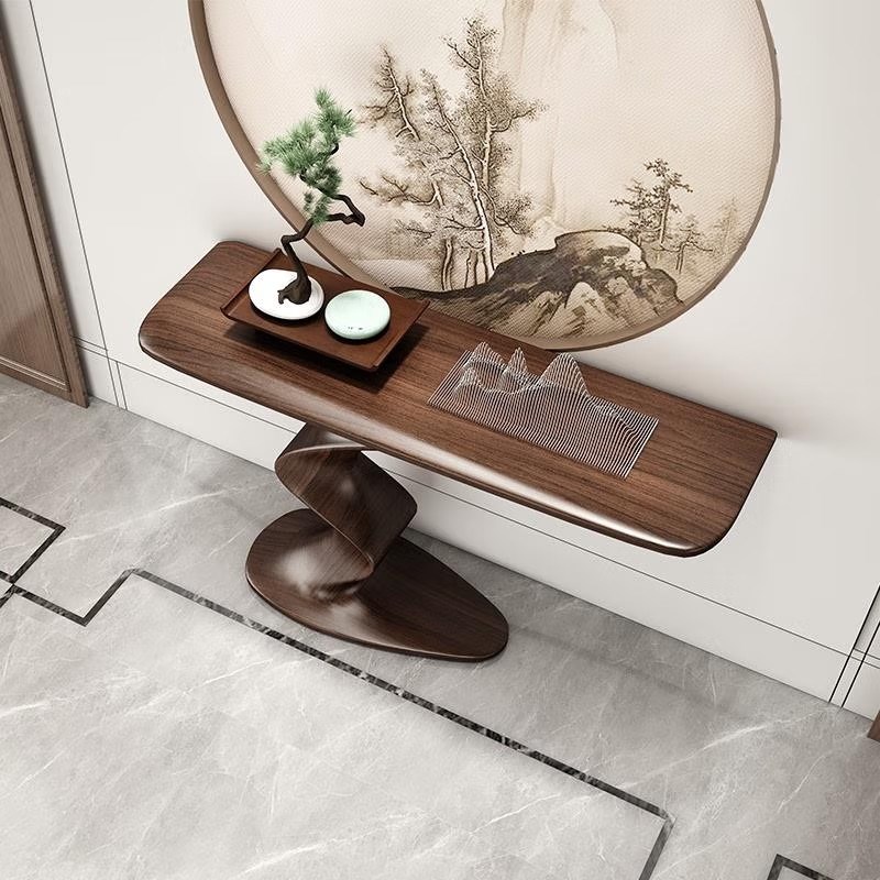 新中式高端乌金木玄关桌进门入户靠墙窄长条桌装饰桌条案.案几端