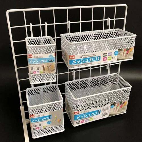 餐具沥水篮网格片置物架配件浸塑钢丝收纳篮双钩镂空方形篮子挂篮