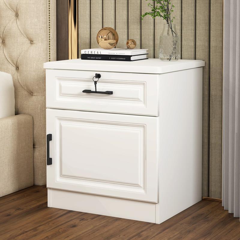 实木床头柜简约现代带门带锁白色储物收纳经济型床边小柜子免安装