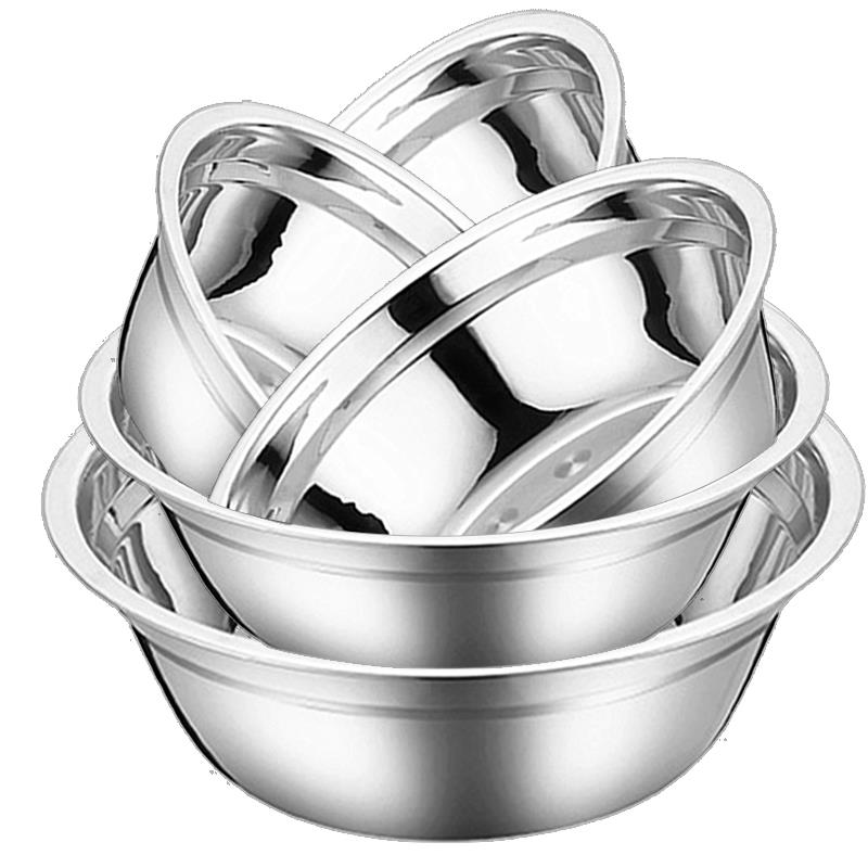 【五件套料缸】加厚汤盆圆盘菜碟饭盆汤不锈钢盆可电磁炉加热碗盘