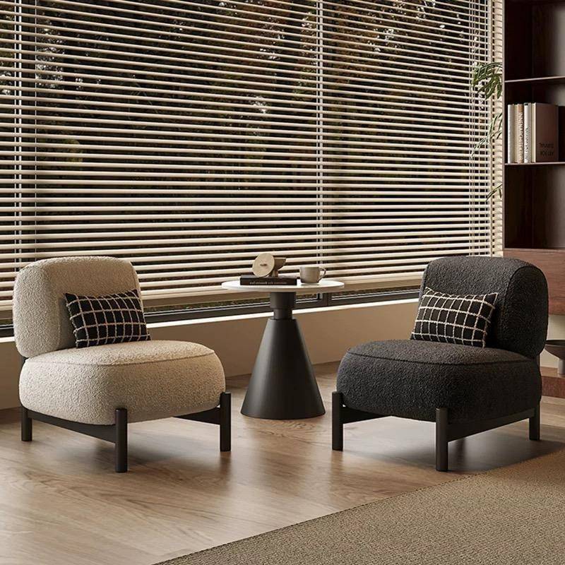 奶油中古风单人沙发美容院酒店设计师接待洽谈桌椅客厅阳台休闲椅