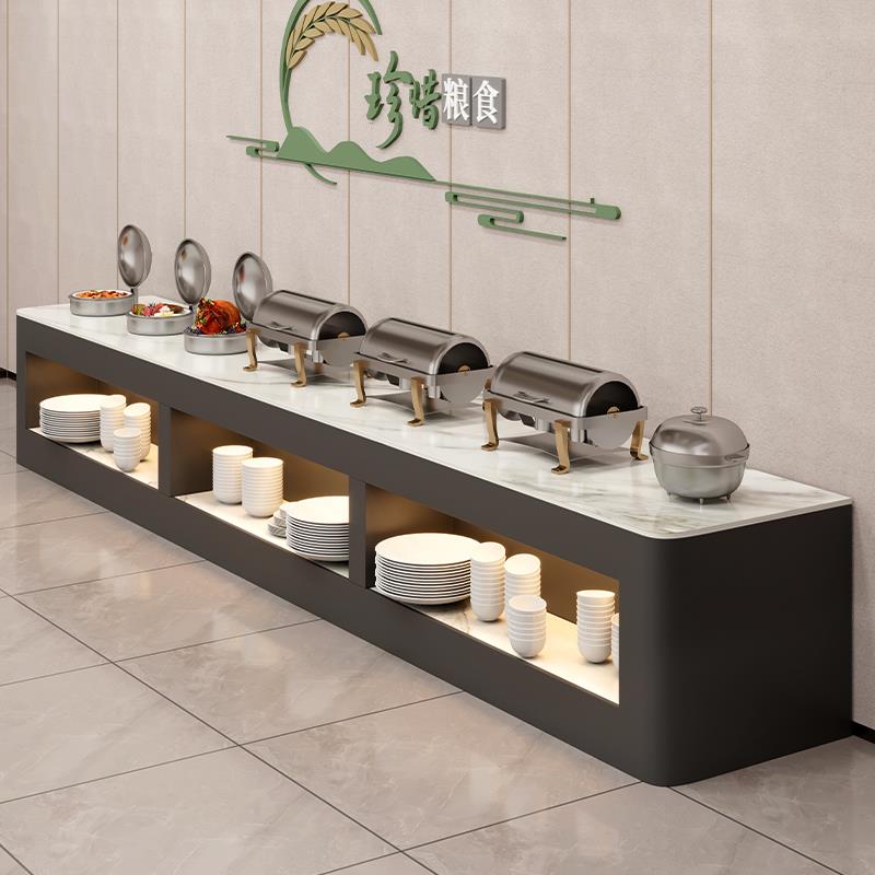 单位食堂餐桌饭店饭厅调料台保温盒摆菜台自助水果展示台菜品台柜