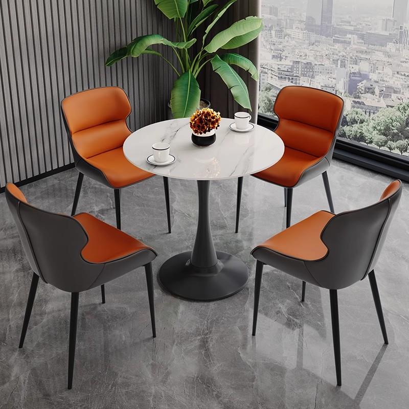 岩板洽谈桌椅组合商务谈判小圆桌子家用阳台休闲椅子接待区会客桌