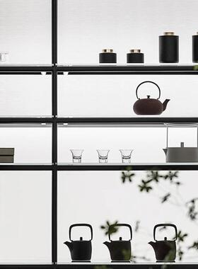 现代新中式样板间茶室博古架茶具饰品茶壶茶杯售楼处装饰摆件组合
