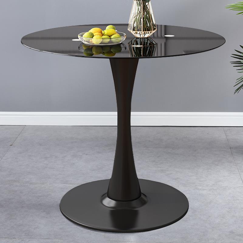 圆桌玻璃面郁金香餐桌简约户外阳台商场洽谈桌会客桌家用吃饭桌子