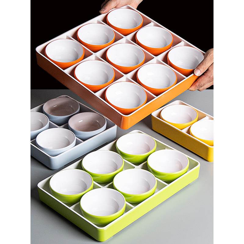 三聚氰胺餐具双色九格板246格板烧烤格盘火锅烧烤配菜拼盘